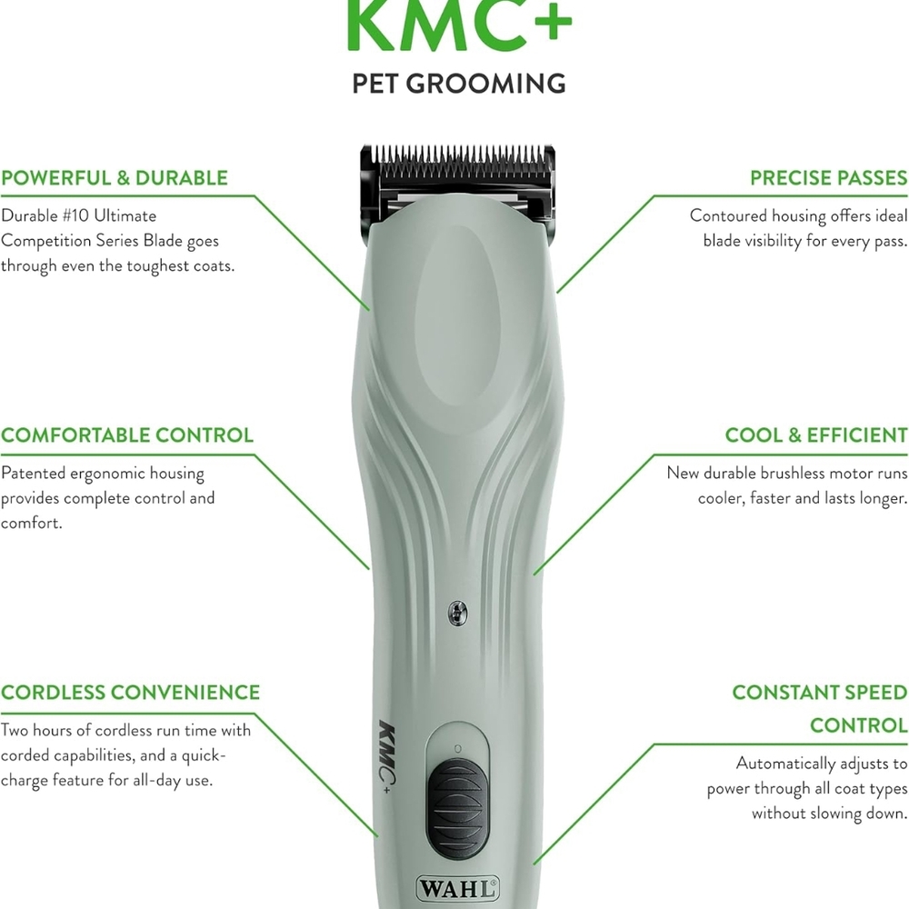 Wahl Green and Gray Dog Grooming Tool for Precision and Comfort